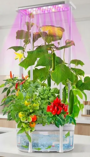 E SUPEREGROW Kit de sistema de cultivo hidropónico con enrejado, sistema de jardinería hidropónico alto inteligente con luz LED de crecimiento, kit