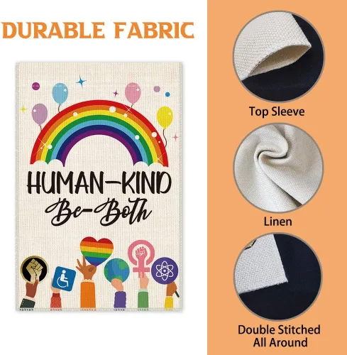 Miniatura 4 de Hafhue Human Kind Be Both Welcome Bandera de Jardín para Patio Exterior Decoraciones de Granja, Bandera Be Kind Regalo para Familias Amigos, Bandera