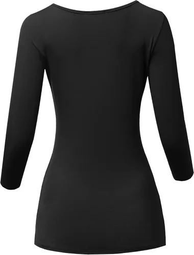 Miniatura 3 de SSOULM Camiseta básica casual de manga 34 para mujer, elástica, ajustada, con talla grande