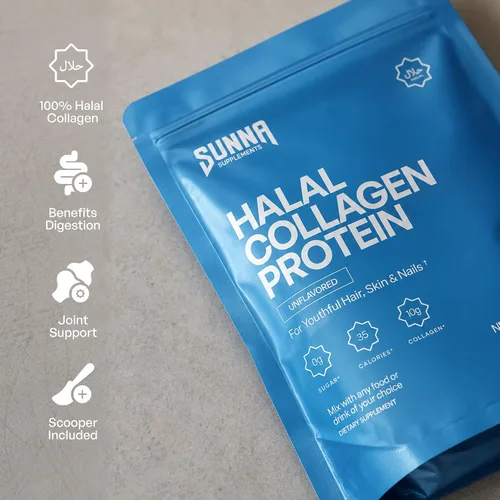 Miniatura 4 de SUNNA SUPPLEMENTS Polvo de colágeno halal alimentado con pasto, péptidos bovinos hidrolizados tipo I y III para soporte de articulaciones, piel