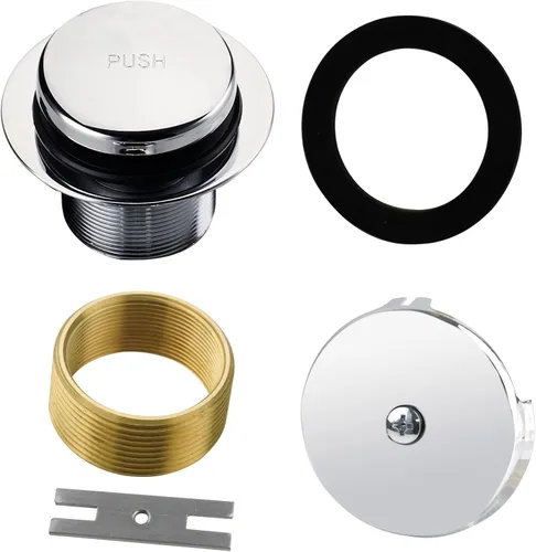 Miniatura 12 de HIDROP Kit de Conversión de Drenaje Tip Toe para Bañera, Kit de Recambio de Drenaje para Baño en Níquel Cepillado con Placa Frontal