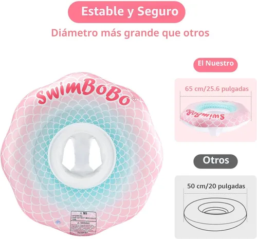 Miniatura 2 de Flotador inflable de natación para bebé con asiento de seguridad, juguetes divertidos para piscina para niños de 6 a 36 meses