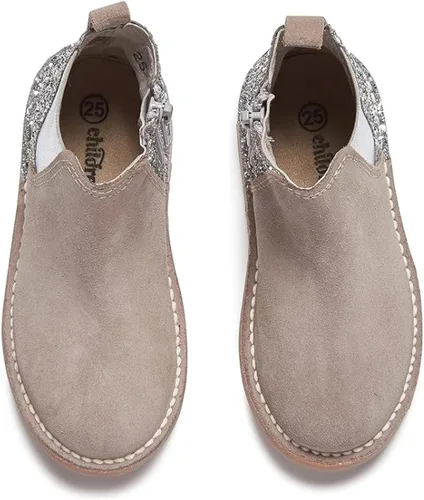 Miniatura 3 de Childrenchic - Botines Chelsea de gamuza con tacones brillantes, zapatos casuales de invierno para niñas, para la escuela, bodas y fiestas