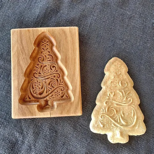Miniatura 30 de Molde de Galletas de Madera Herramienta de Decoración de Galletas de Madera Moldes de Galletas 3D Molde de Hornear Gracioso Arte de Relieve Navidad
