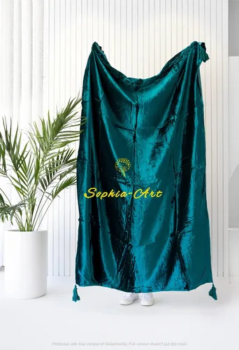 Miniatura 20 de Sophia-Art Manta de terciopelo triturado de lujo con borlas, para sofá o cama, manta suave, bohemia y cálida, acogedora, felpa ligera