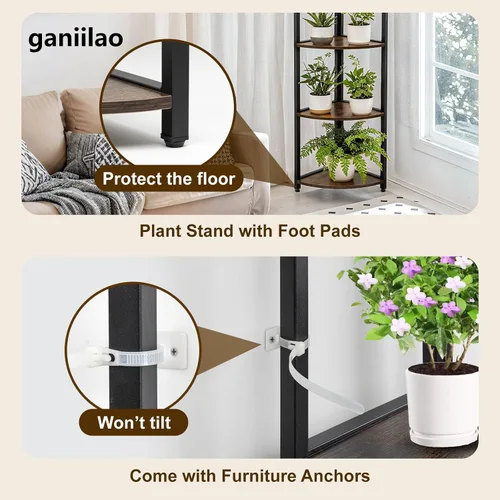 Miniatura 3 de Soporte de esquina para plantas con estante de luz de crecimiento, soporte para plantas de 59 pulgadas de alto, soporte para flores de 59 pulgadas