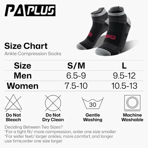 Miniatura 3 de Calcetines de compresión al tobillo PAPLUS para hombres y mujeres 2/4/6 pares, calcetín de compresión de corte bajo para correr con soporte