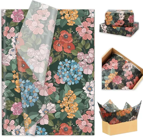 Miniatura 9 de JarThenaAMCS 100 hojas de papel de seda hawaiano, papel de regalo tropical, hojas de palma, flamenco, papel decorativo para manualidades, verano