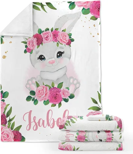Miniatura 16 de ZouZou Mantas de bebé personalizadas con nombre, mantas de bebé personalizadas para niñas, manta de bebé de oso, el mejor regalo para bebé, recién