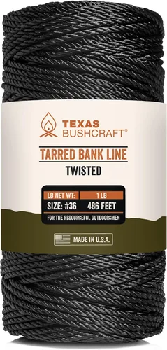 Miniatura 11 de Texas Bushcraft Tarred Bank Line Twine - #36 Cuerda de nailon negro para pesca, camping y supervivencia al aire libre – Cordón resistente