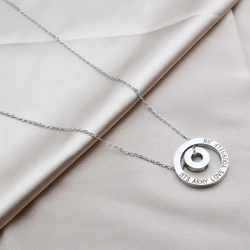 Miniatura 5 de MTYCTWED Collar Love Yourself con dije del ejército, joyería para fanáticos de Kpop, collar coreano del grupo militar, regalo inspirador