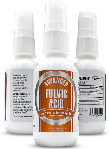 Suplemento líquido mineral de ácido fúlvico avanzado y ácido húmico. 70+ minerales vitales orgánicos iónicos y electrolitos, beneficios similares de
