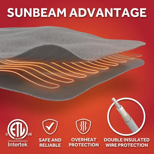 Miniatura 6 de Sunbeam Royal Posh - Manta eléctrica de terciopelo, 50 x 60 pulgadas, 4 ajustes de calor, apagado automático de 4 horas, manta cálida para sofá