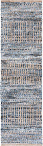 Miniatura 3 de SAFAVIEH Cape Cod Collection - Alfombra de pasillo, 2 pies 3 pulgadas x 6 pies, natural y azul, hecha a mano, tejido plano costero trenzado, ideal