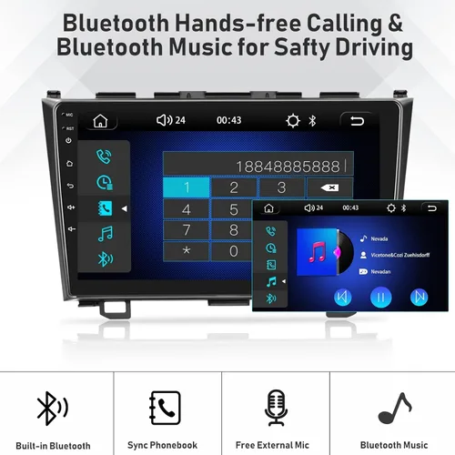 Miniatura 7 de 4 núcleos+64G Android 15 para Honda CRV 2007-2011 Radio de coche estéreo con A-pple inalámbrico CarPlay Android Auto WiFi GPS, pantalla táctil de 9