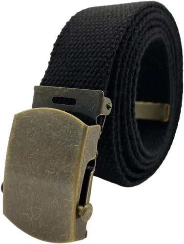 Miniatura 8 de Cinturón de lona para cinturón, cinturón militar, cinturón de golf, cinturón de uniforme con hebilla de latón antiguo y punta de 50 pulgadas