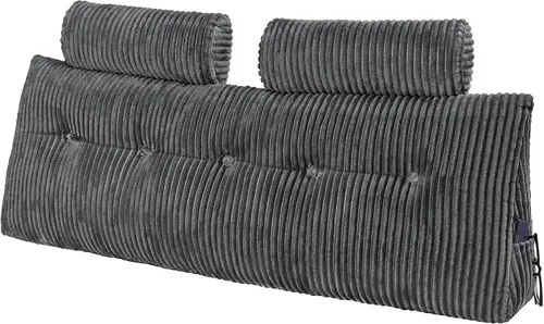 VEVOR Almohada de cabecero, almohada de cabecera tamaño queen con forma de cuña con 2 bolsillos laterales y 2 reposacabezas, almohada de cuña para