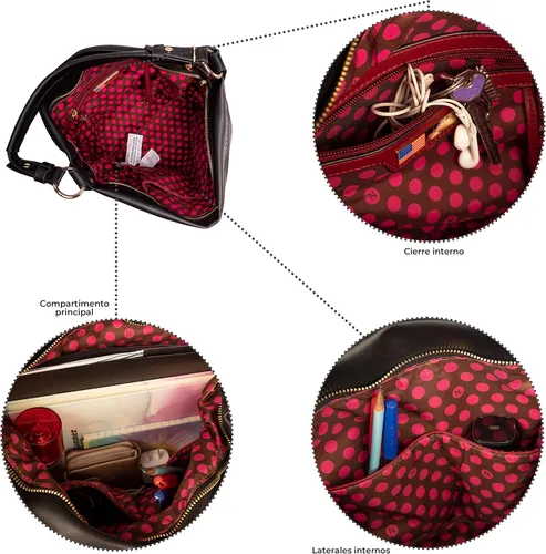 Miniatura 3 de Nicole Lee Sara is - Bolso de hombro grande suave pero fuerte, bolso de mano con tachuelas con adornos de diamantes negros con correa cruzada