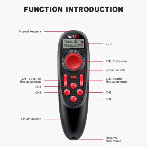 Miniatura 7 de HOTRC DS-600 6CH 2.4GHz Transmisor y Receptor RC Control Remoto con Receptor PWM DS 600 de 6 Canales para Barco RC (con RX PWM)
