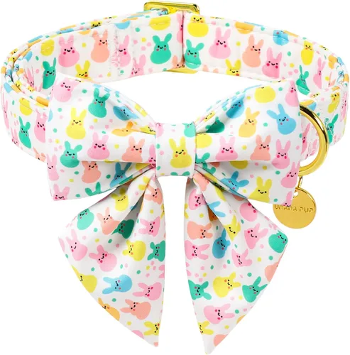 Miniatura 10 de Collar patriótico para perro con pajarita, collar de perro con lazo para el 4 de julio, collar de bandera estadounidense para perros medianos