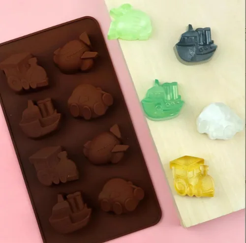 Miniatura 6 de Joyeee 2 moldes de silicona 3D antiadherentes para dulces, vehículos caseros, galletas, jabón, vela, crayón, yeso, arcilla polimérica, bandeja