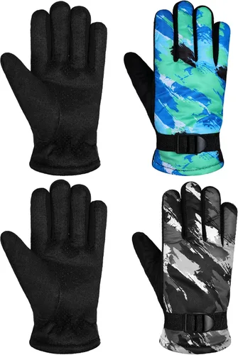 SATINIOR 2 pares de guantes de nieve gruesos para niños, guantes de esquí para niños pequeños, guantes de invierno cálidos e impermeables para niños