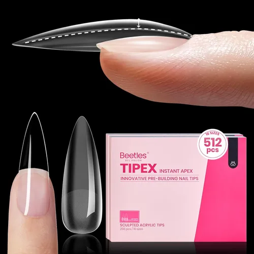 Miniatura 15 de Beetles Tipex - Uñas postizas con ápice instantáneo, 192 uñas, preconstruidas y pregrabadas, largas, cuadradas, fuertes y gruesas, uñas postizas a