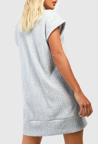 Miniatura 4 de Viottiset Vestido de suéter de gran tamaño con cuello alto para mujer, sin mangas, acanalado, tipo túnica, chaleco