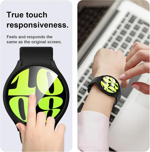 Miniatura 5 de [2+4] Paquete de protectores de pantalla para Samsung Galaxy Watch 6 de 1.575 pulgadas, JZK 2 funda protectora de policarbonato duro + 4 protectores