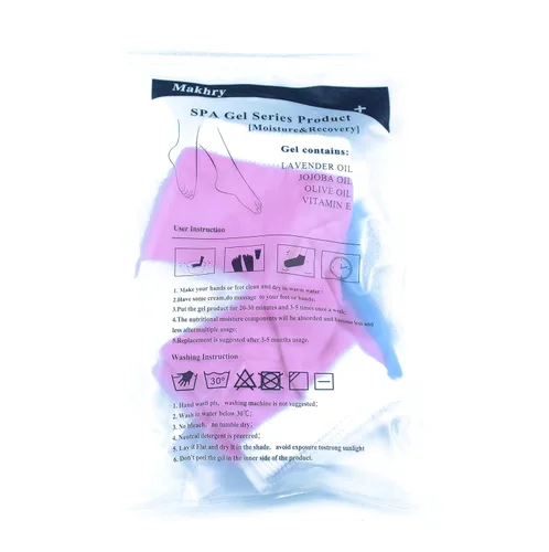 Miniatura 8 de Makhry 2 pares de calcetines de talón de gel de silicona hidratante para piel seca y dura agrietada, punta abierta, cómodos calcetines de Azul y rosa