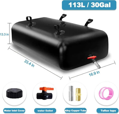 Miniatura 2 de GHOSOONE Tanque de vejiga de agua de 113 L/30 galones, contenedor de almacenamiento de agua portátil plegable, bolsa de agua de emergencia para RV