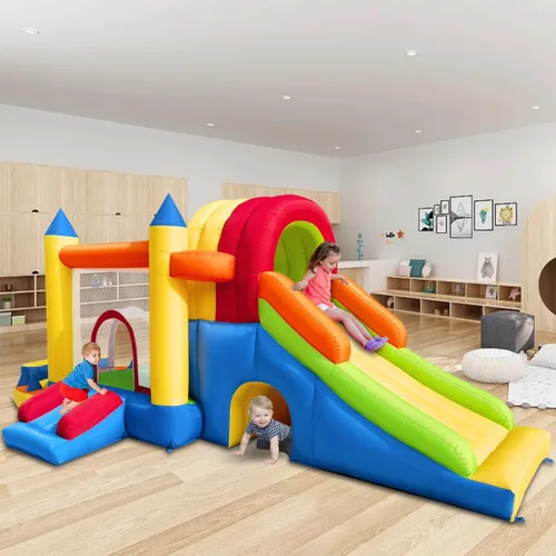Miniatura 6 de Hongcoral - Castillo inflable de rebote 8 en 1 con soplador, para niños y niños pequeños, saltadores inflables para exteriores e interiores con dos