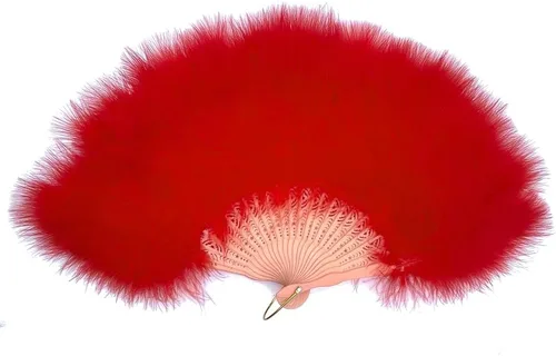 Miniatura 6 de Shekyeon Abanico de plumas de Marabou estilo años 20, estilo vintage, plegable, ventilador de mano para espectáculos de baile de disfraces, Verde