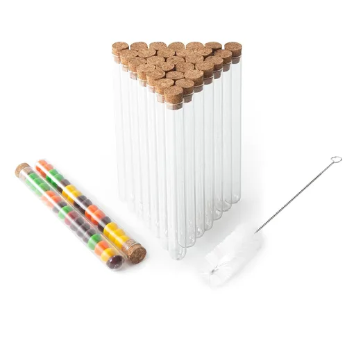 Miniatura 8 de 50 tubos de ensayo de vidrio transparente de 0.5 fl oz (0.512 x 3.937 in) con tapones de corcho y 1 estante de tubos de plástico de 50 agujeros