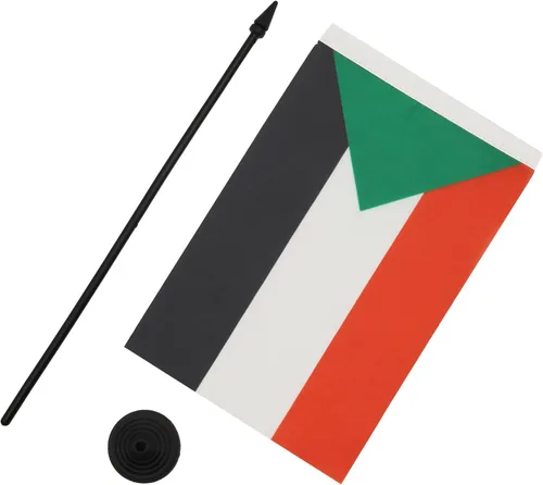 Miniatura 45 de AZ FLAG Sierra Leone Bandera de mesa 5'' x 8'' - Bandera de escritorio de Sierra Leona 21 x 14 cm - Bastón y base de plástico negro