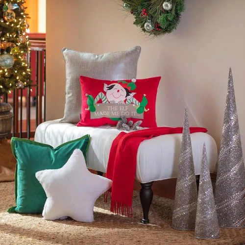 Miniatura 4 de Pillow Perfect Almohada para interiores en estrella de piel sintética, color blanquecino, 16.5 x 16.5 pulgadas