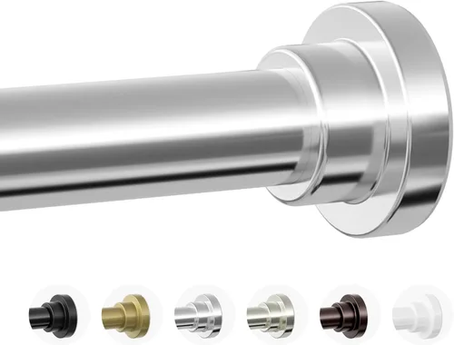 Miniatura 12 de Mcrbeay Barra de cortina de ducha, barra de ducha resistente de 1 pulgada de diámetro, antideslizante, ajustable, de 28 a 74 pulgadas, sin Negro