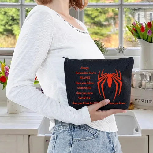 Miniatura 6 de LEVLO Bolsa de maquillaje de película de araña, regalo inspirado en los fanáticos de la película, eres más valiente, más fuerte y más inteligente