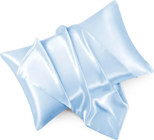 Miniatura 9 de Juego de 2 fundas de almohada de satén negro estándar con cierre de sobre, funda de almohada de seda negra para cabello y piel (20 x 26 pulgadas)