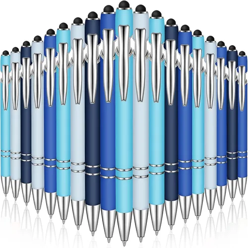 Miniatura 12 de Zonon 38 Piezas Bolígrafo Engomado con Punta de Stylus Bolígrafo de Metal Elegante Stylus Capacitivo con Agarre de Goma Suave, Tinta Negra