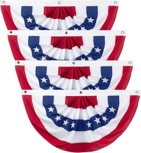 Miniatura 9 de Bandera de abanico plisada estadounidense, 3 x 6 pies, bandera patriótica de Estados Unidos con medio abanico para exteriores, decoraciones