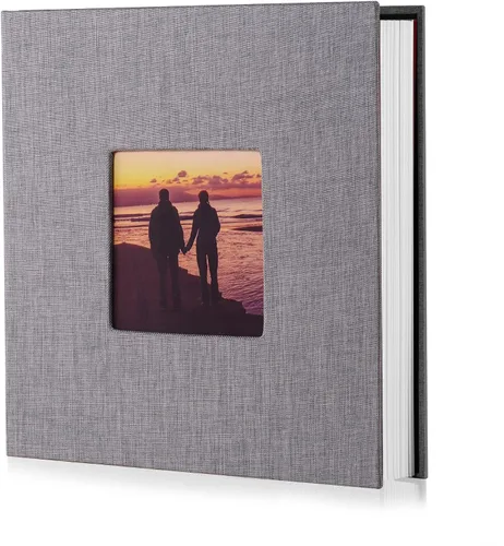 Miniatura 49 de HoneyTolly Álbum de fotos autoadhesivo para fotos de 4 x 6 imágenes, cubierta magnética de lino, 15 hojas/30 páginas en blanco para bodas Beige claro