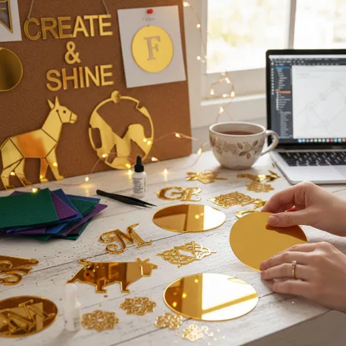 Miniatura 3 de DistinctAndUnique Hojas acrílicas de espejo, paquete de 2, 6 x 12 pulgadas, 1/8 pulgadas (0.118 in) de grosor, hojas de espejo acrílico dorado