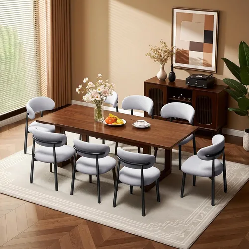 Miniatura 24 de Juego de 2 Sillas de Comedor de Madera Modernas Tapizadas en Tela, Sillas de Cocina de Mediados de Siglo Moderno, Sillas de Comedor de Granja