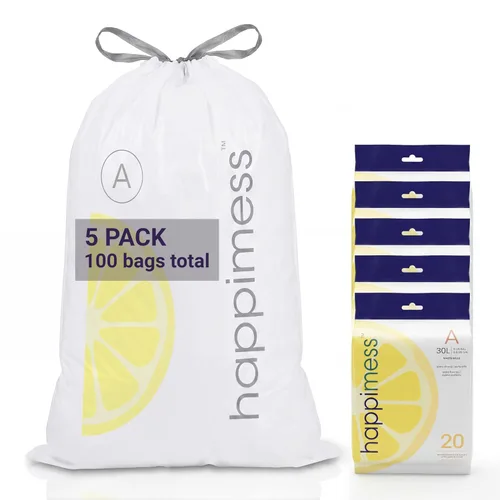 Miniatura 23 de happimess 8 Gallon (30L) Drawstring Trash Bags, Unscented, Clear, Heavy Duty LDPE Liners for Kitchen and Household, Custom Fit, 20 Count