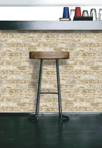 Miniatura 6 de RoomMates - RMK9037WP papel tapiz de ladrillo estucado marrón y papel adhesivo pintado de decoración