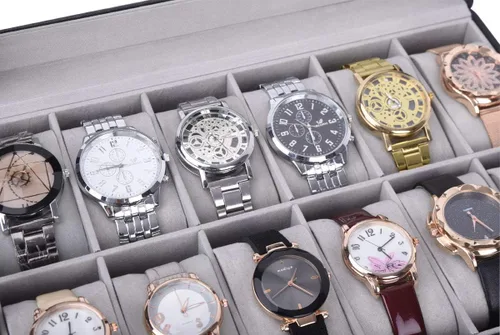 Miniatura 6 de AUTOARK Caja de reloj de cuero, 12 relojes, organizador de joyas, negro, AW-040