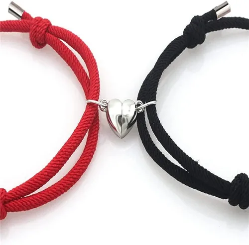 Miniatura 4 de COTATI 2 pulseras magnéticas para parejas, en forma de corazón, pulseras de amistad a juego para mujeres y hombres