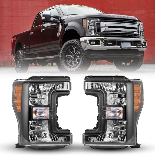 Par de ensambles de faros ROXX compatibles con [2017 2018 2019 FORD F-250 F-350 F-450 F-550] SUPER DUTY, ensamble de proyector de faros, DRL de