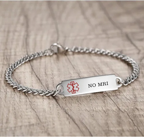 Miniatura 61 de Pulseras de identificación de alerta médica de 6.5 "-8.5" para mujeres, pulseras de emergencia médica de acero inoxidable, grabado gratuito